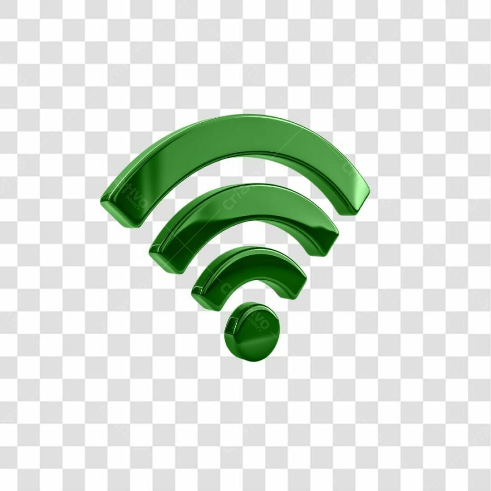 Ícone Verde Wifi Metálico 3D Isolado