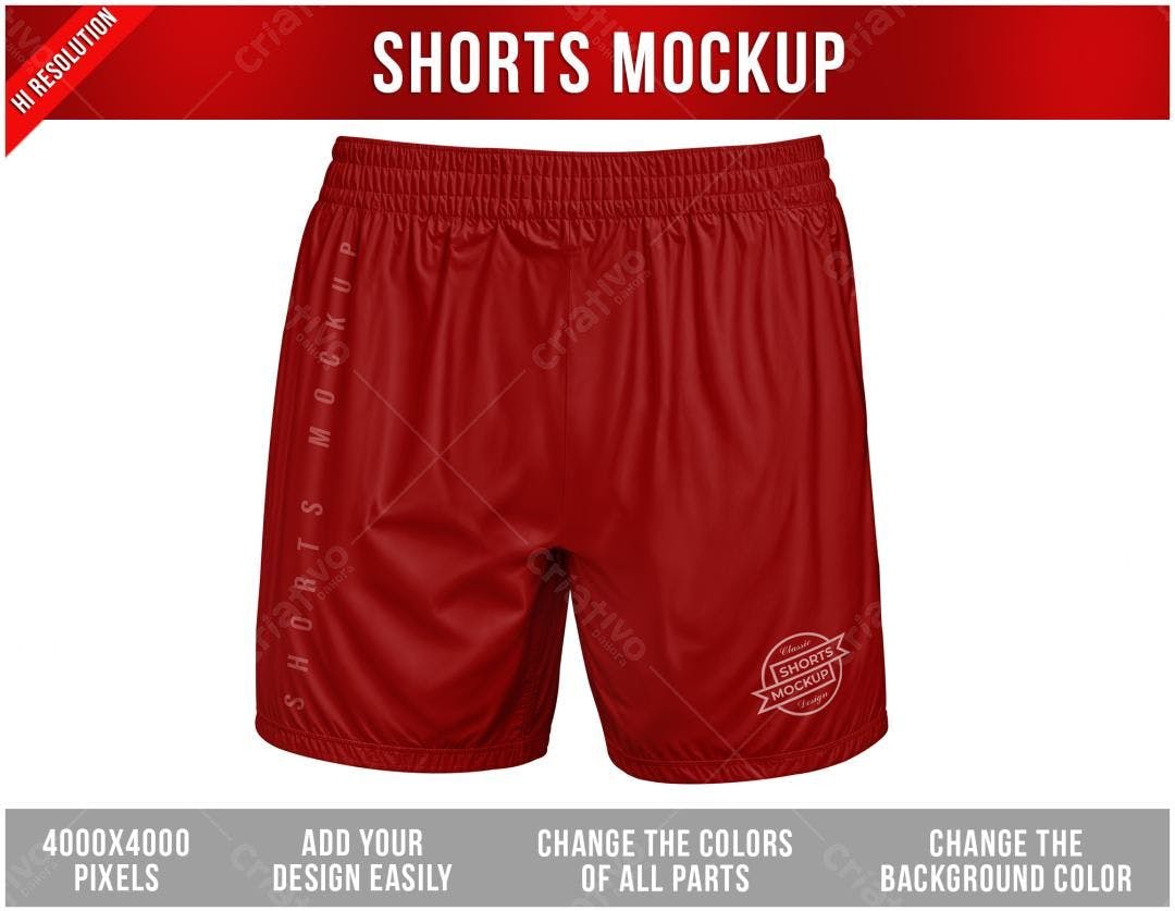 Mockup Shorts Vermelhos Realistas para Design Esportivo