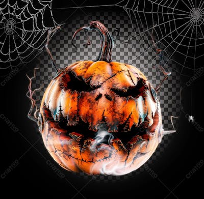 Abóbora 3D Para Halloween Isolado Sobre Um Fundo Transparente