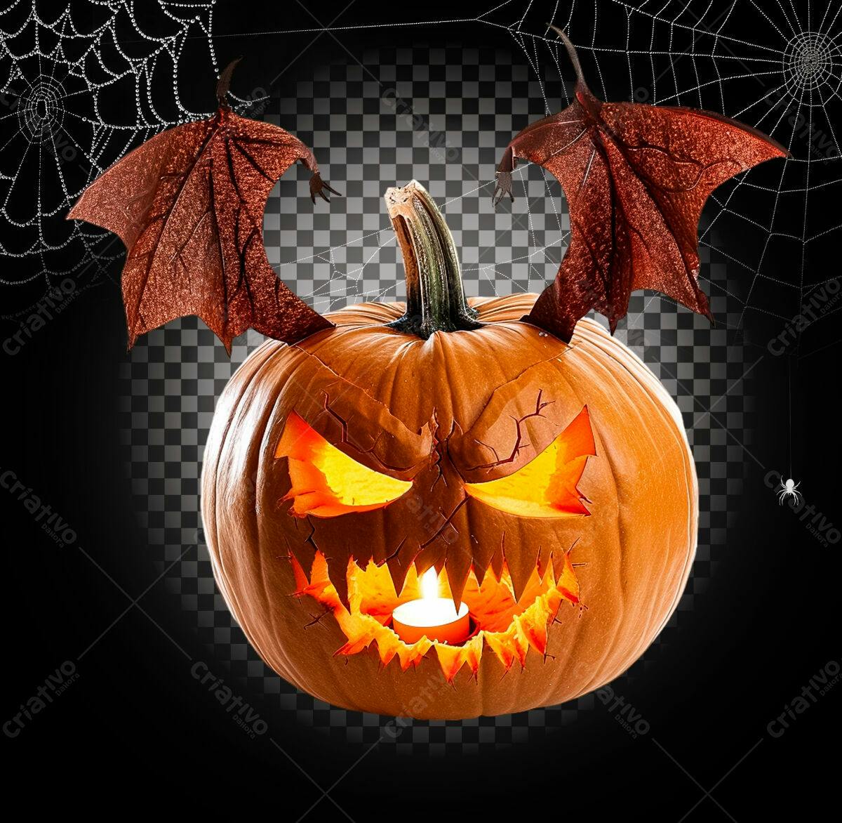 Abóbora de Halloween com Asas PSD Editável