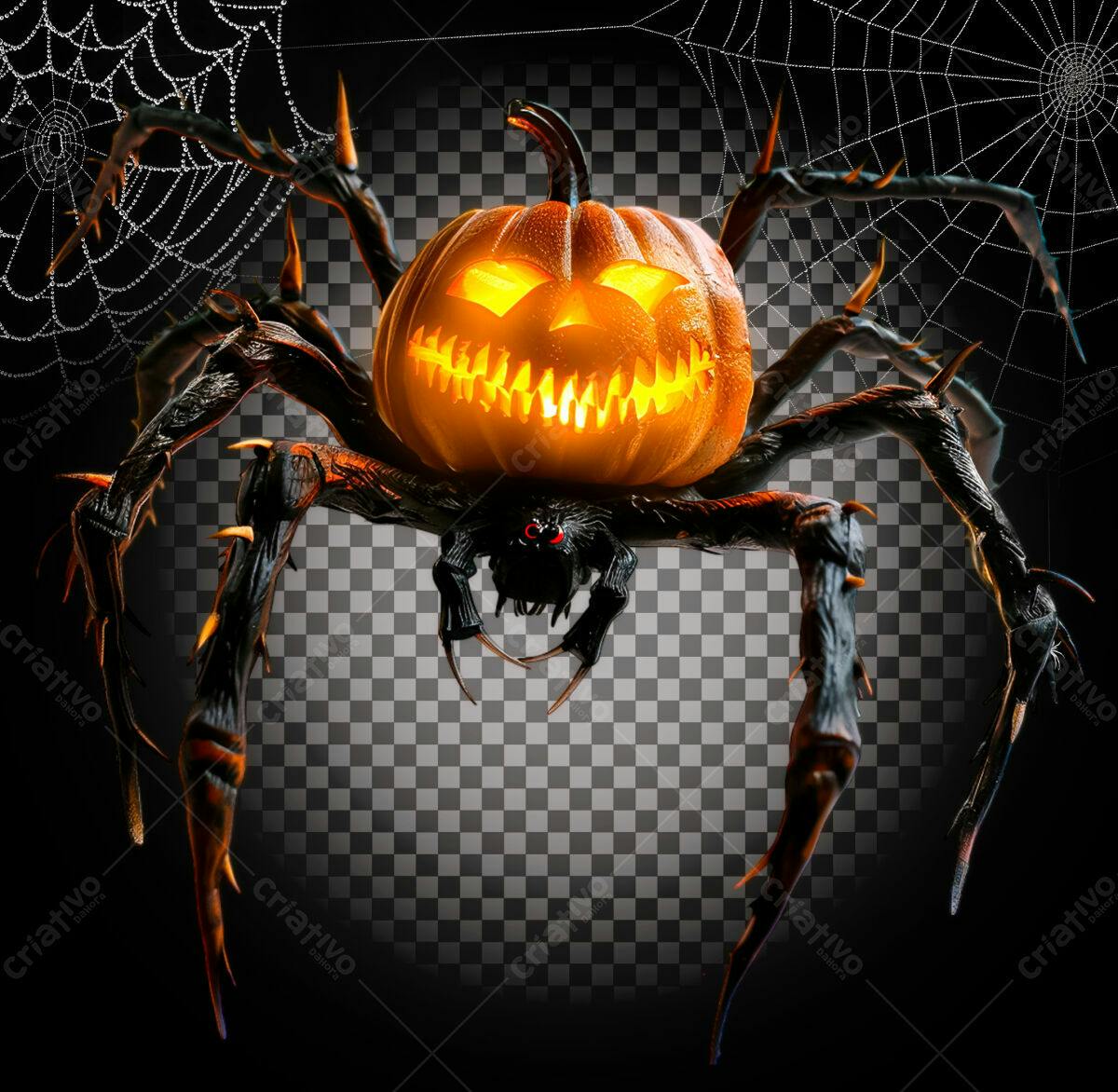 Aranha Abóbora Halloween PSD Editável