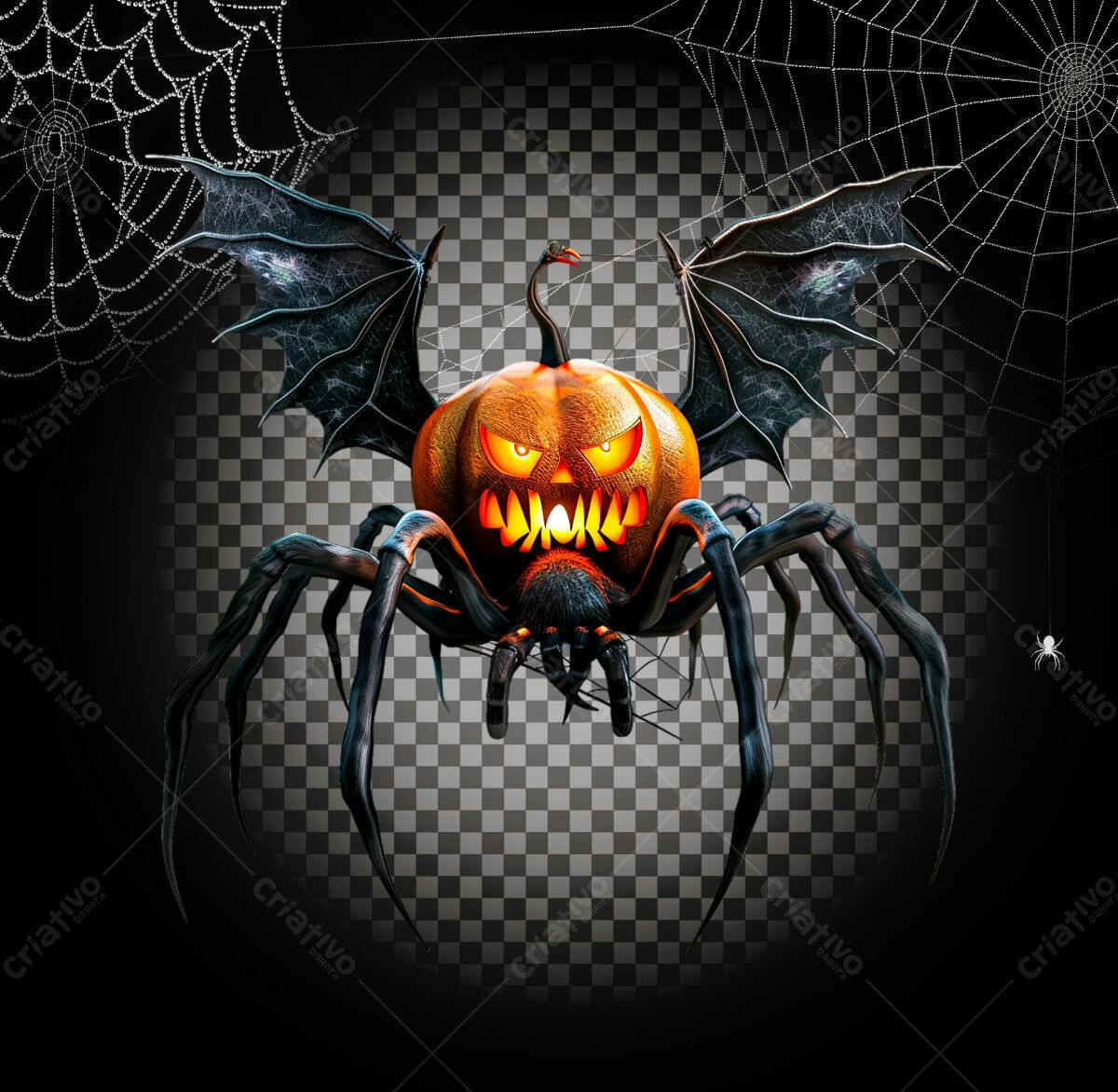 Aranha Abóbora Halloween PSD Editável