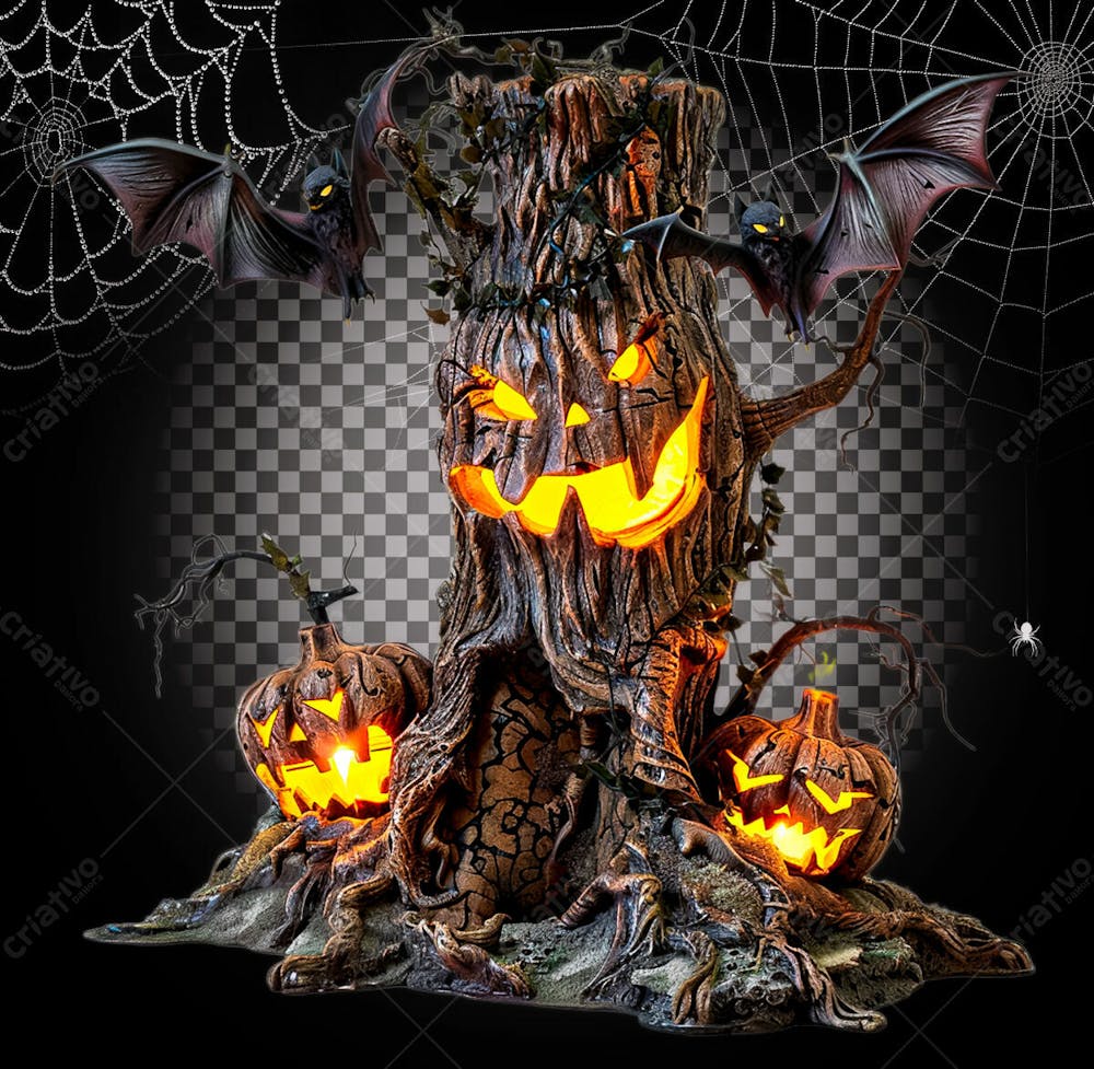 Árvore Assombrada Para Halloween Isolado Sobre Um Fundo Transparente