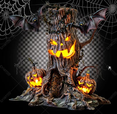 Árvore Assombrada Para Halloween Isolado Sobre Um Fundo Transparente