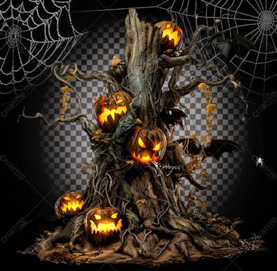 Árvore Assombrada Para Halloween Isolado Sobre Um Fundo Transparente
