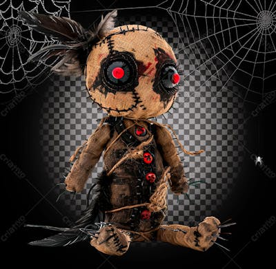 Boneco De Voodoo Para Halloween Isolado Sobre Um Fundo Transparente