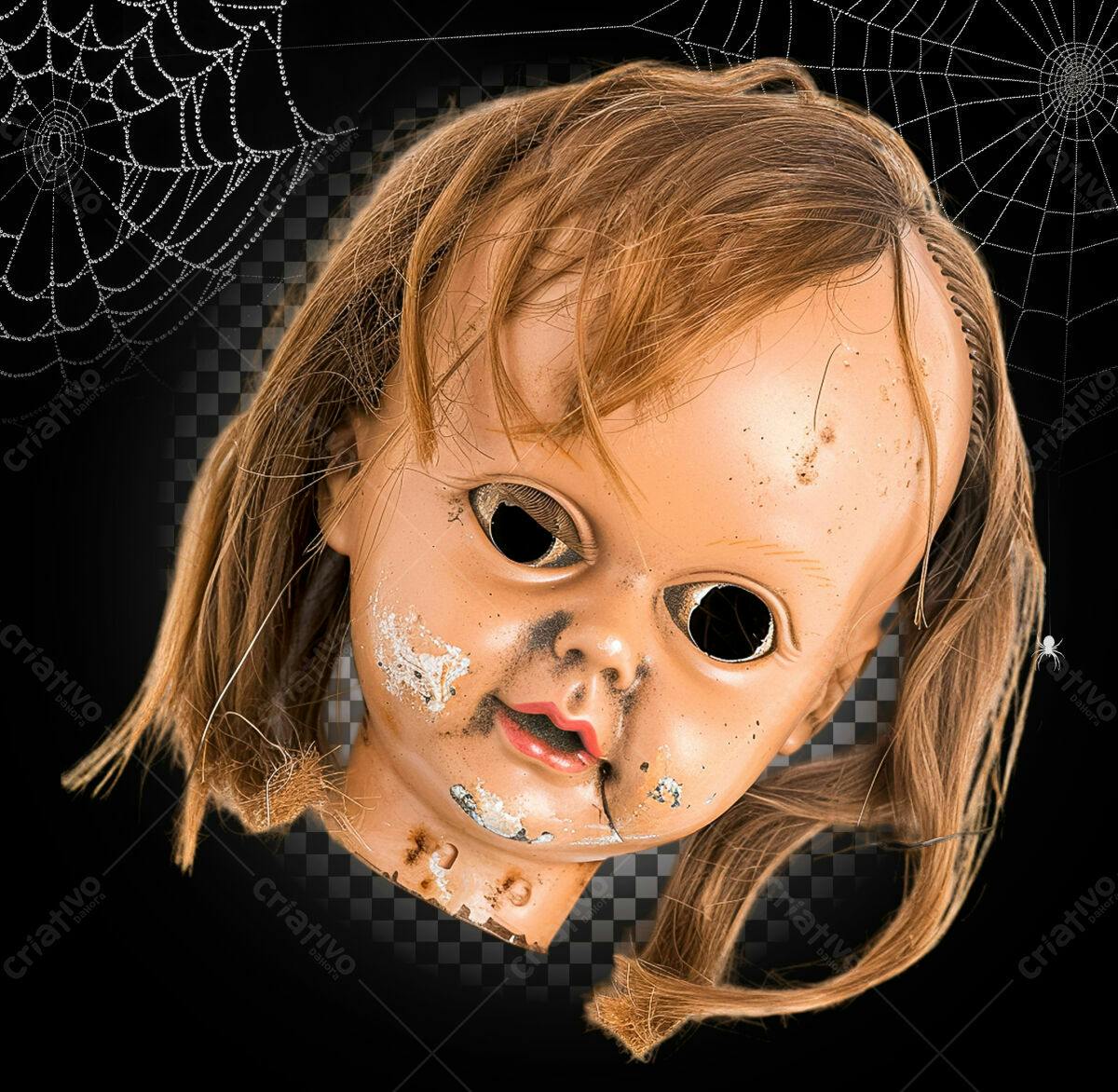 Imagem de Cabeça de Boneca Assustadora para o Halloween PSD Editável