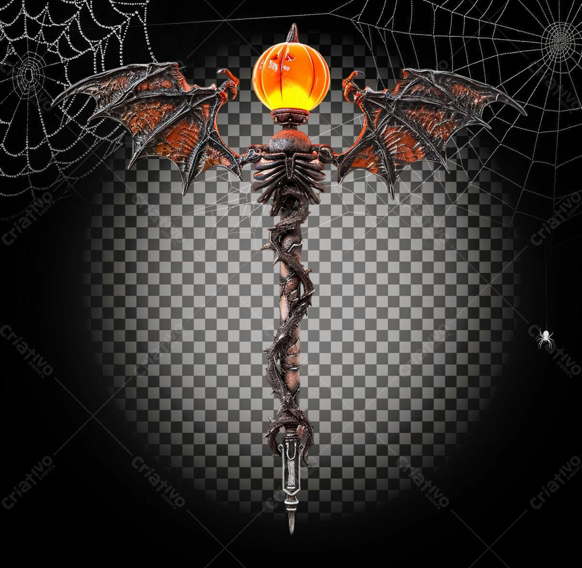 Varinha de Halloween com Morcego PSD Editável