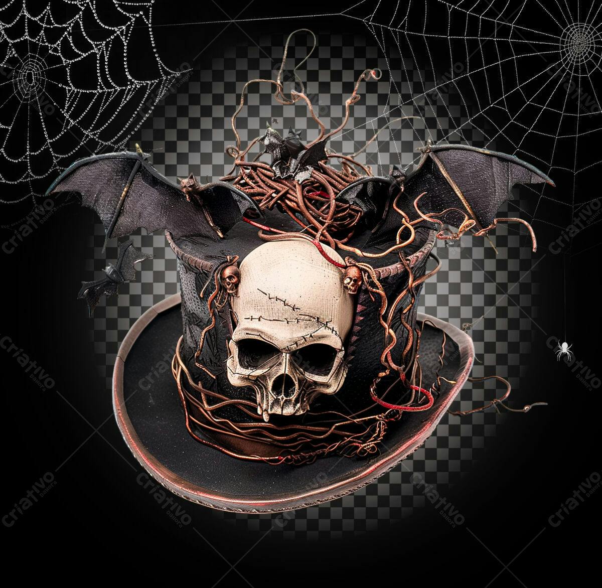 Chapéu Halloween com Caveira PSD Editável