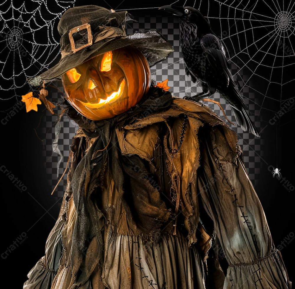 Espantalho Para Halloween Isolado Sobre Um Fundo Transparente