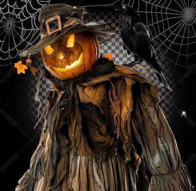 Espantalho Para Halloween Isolado Sobre Um Fundo Transparente
