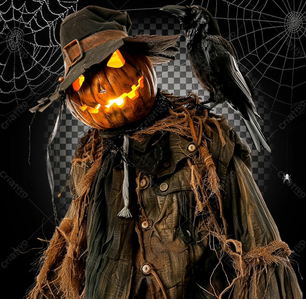 PSD Espantalho de Abóbora para o Halloween PSD Editável