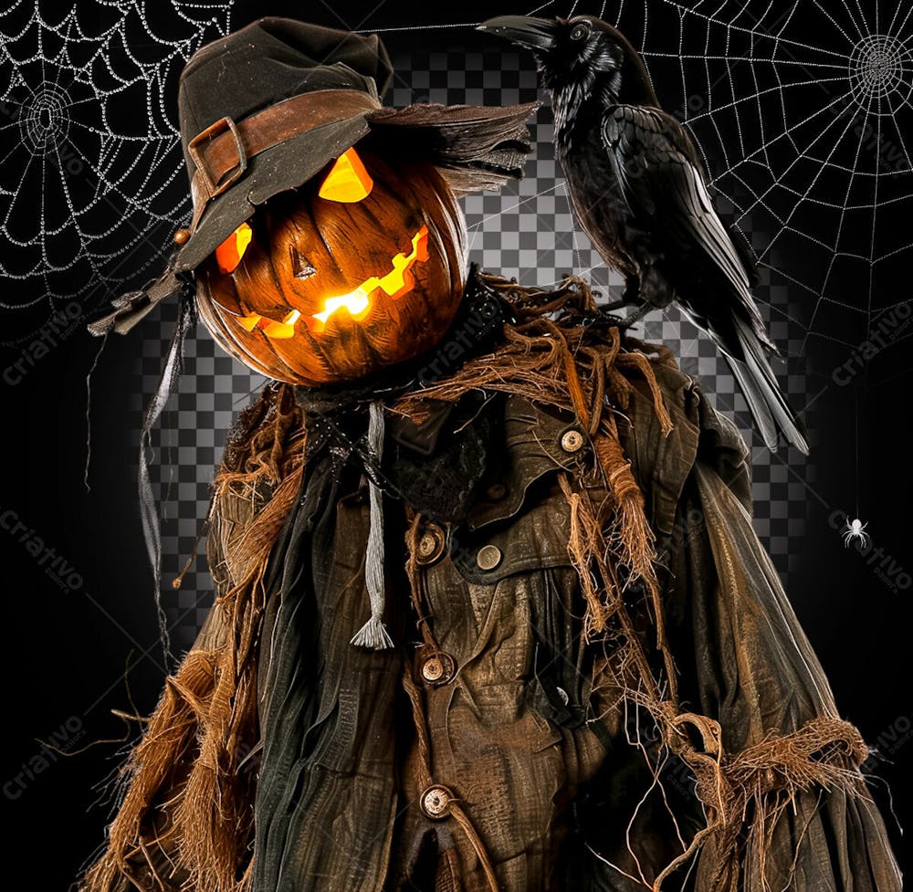 Espantalho Para Halloween Isolado Sobre Um Fundo Transparente