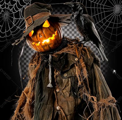 Espantalho Para Halloween Isolado Sobre Um Fundo Transparente