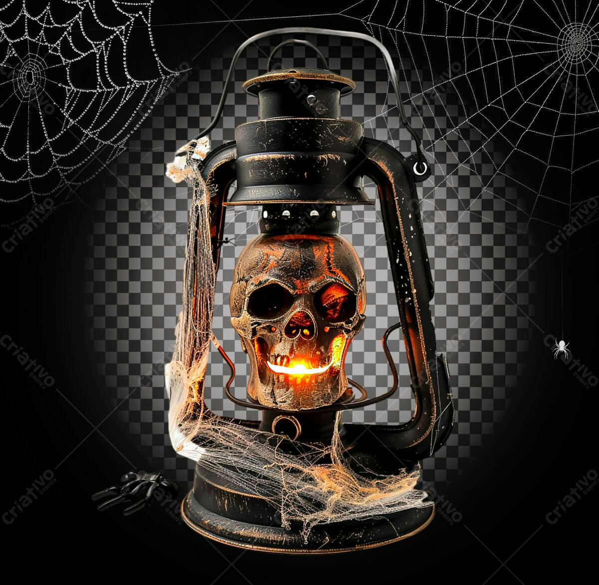Lanterna de Caveira para Halloween PSD Editável