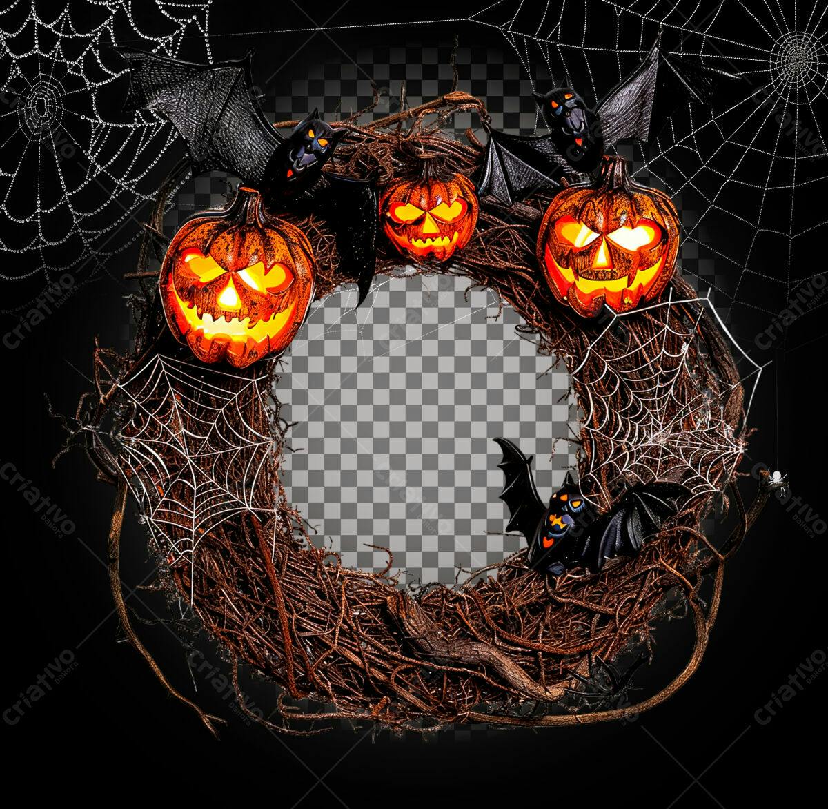Moldura Halloween com Abóboras PSD Editável