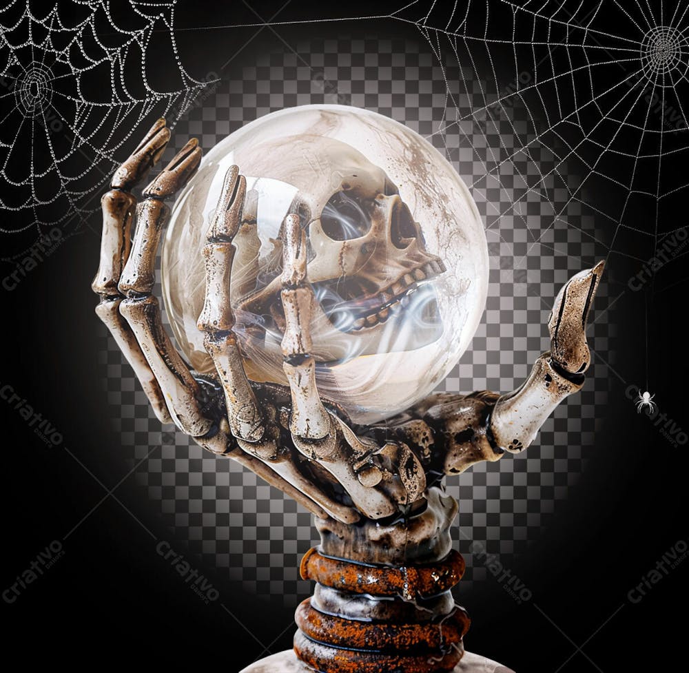 Mão De Esqueleto Para Halloween Isolado Sobre Um Fundo Transparente