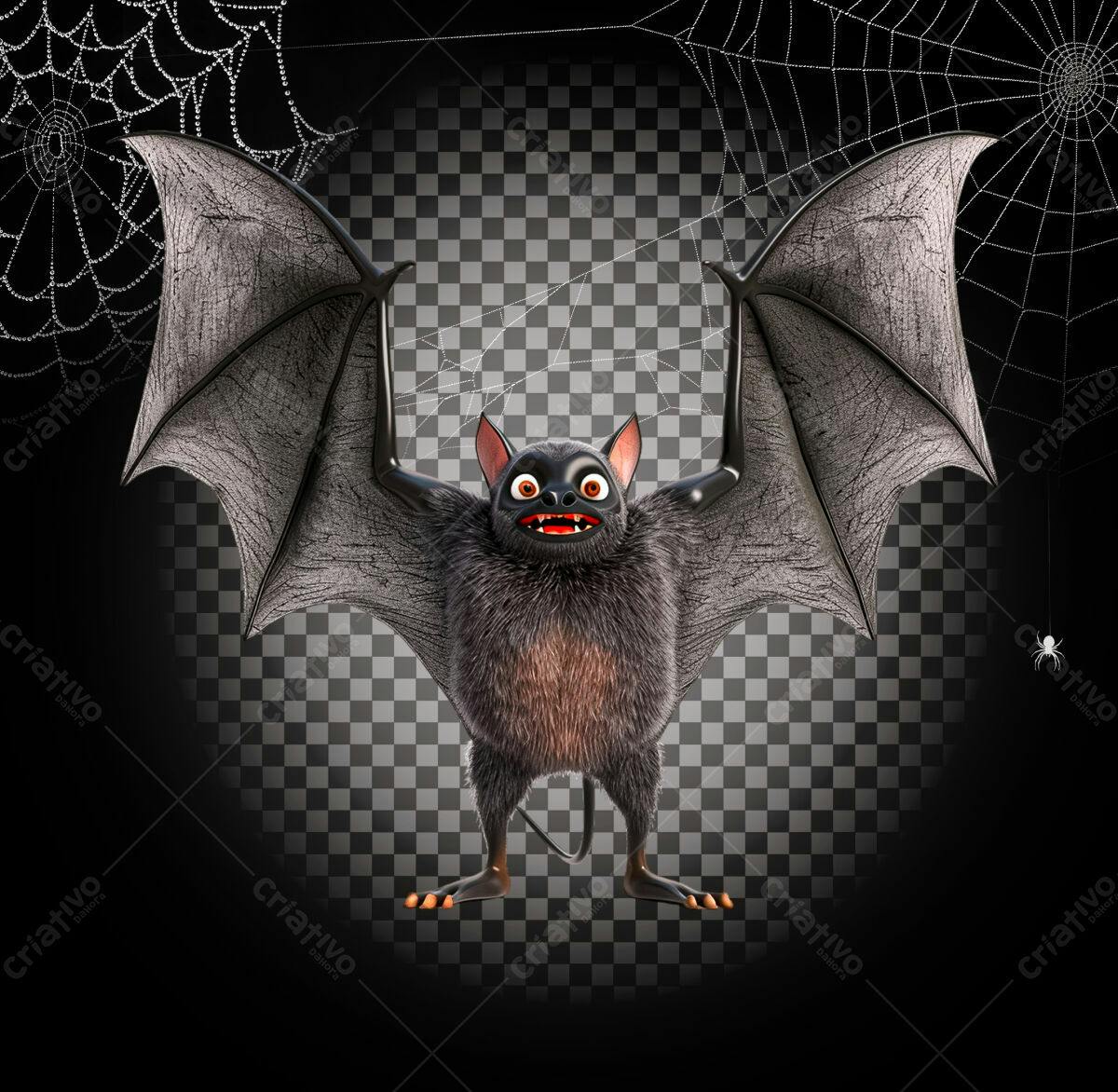 PSD Morcego Cartoon para Festa de Halloween Editável
