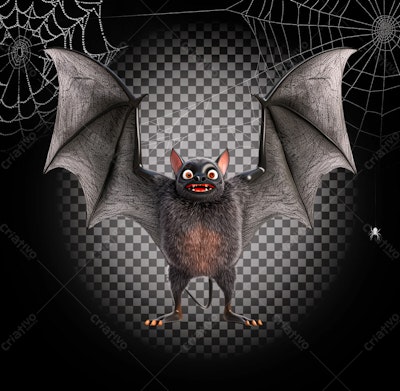 PSD Morcego Cartoon para Festa de Halloween Editável