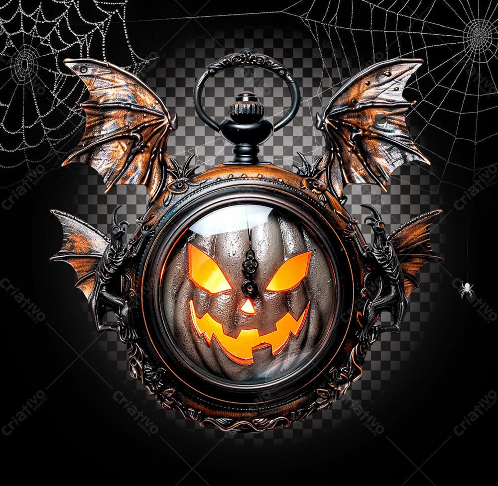 Relógio De Morcego Para Halloween Isolado Sobre Um Fundo Transparente
