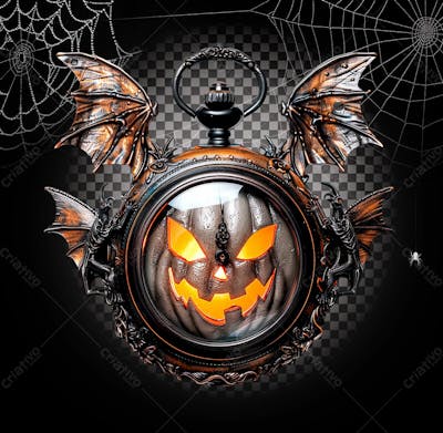 Relógio De Morcego Para Halloween Isolado Sobre Um Fundo Transparente