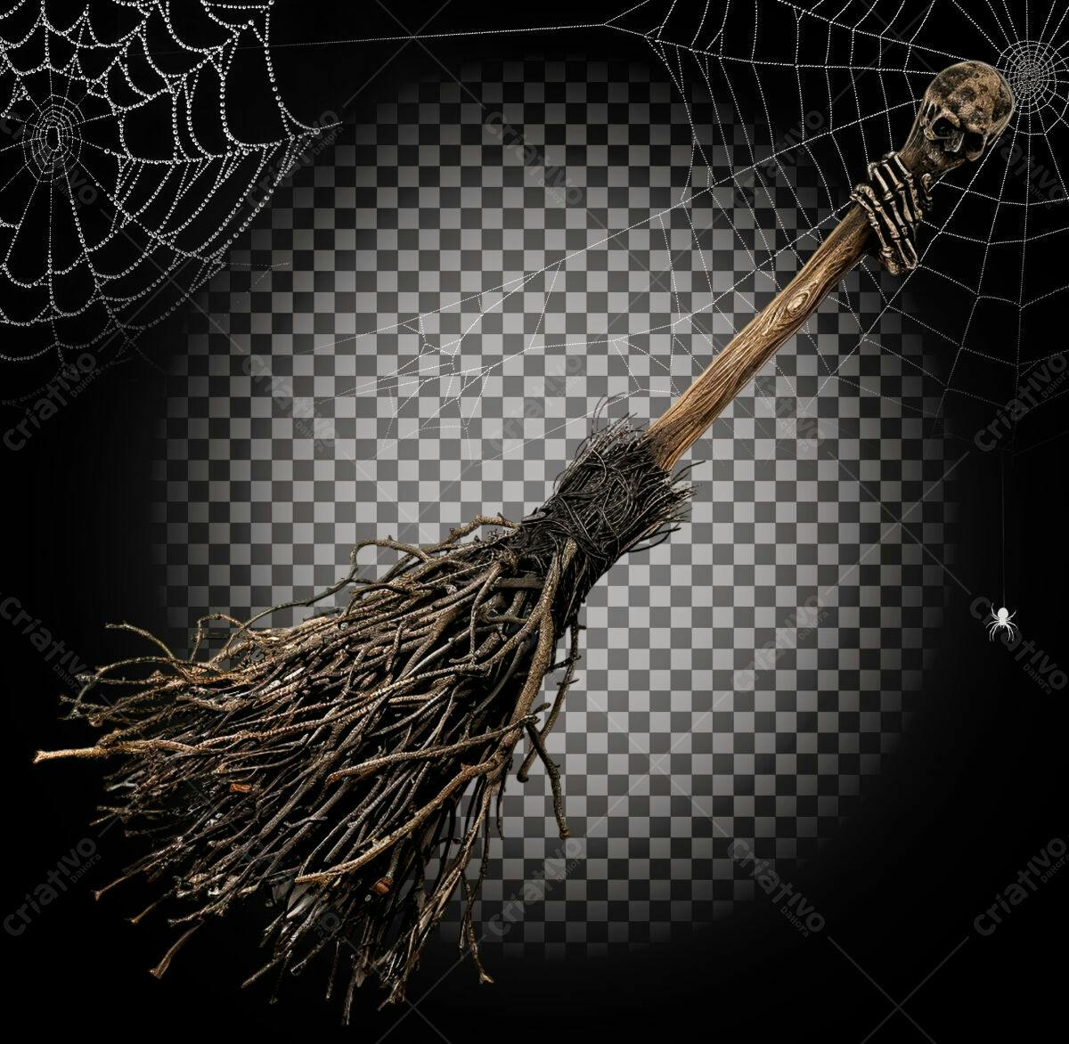 Vassoura de Bruxa para Festa de Halloween PSD Editável