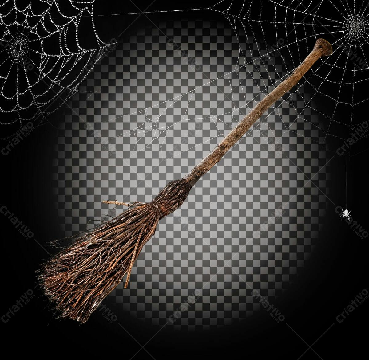 PSD Vassoura de Bruxa para Halloween Editável