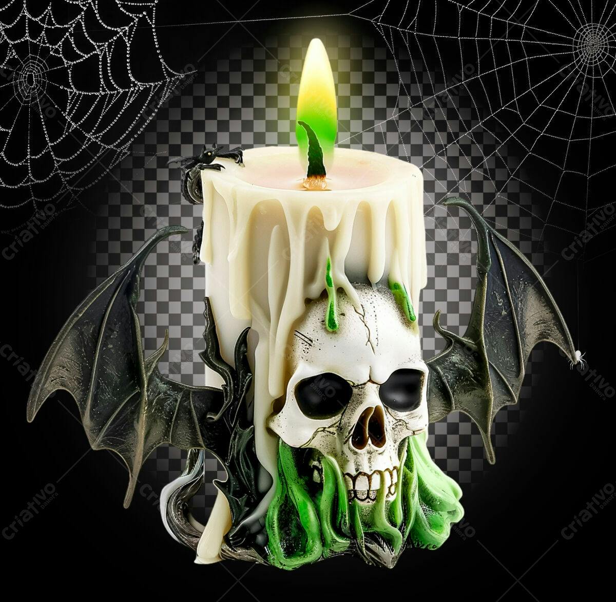 Imagem Vela Halloween com Caveira PSD Editável