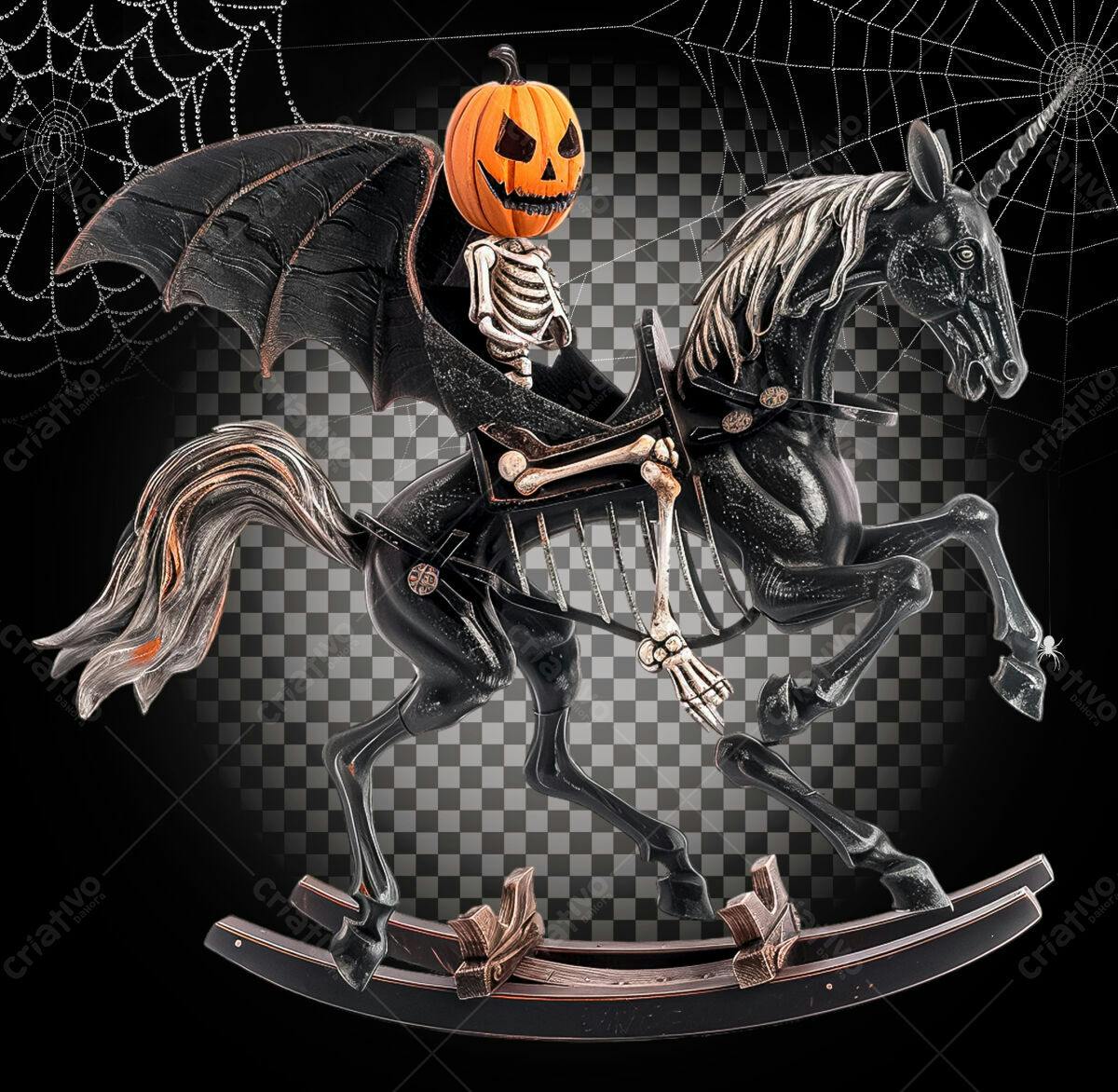 Cavalo de Balanço Halloween PSD Editável
