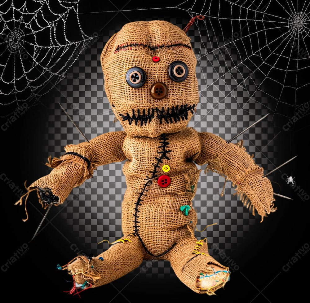 Boneco De Voodoo Para Halloween Isolado Sobre Um Fundo Transparente