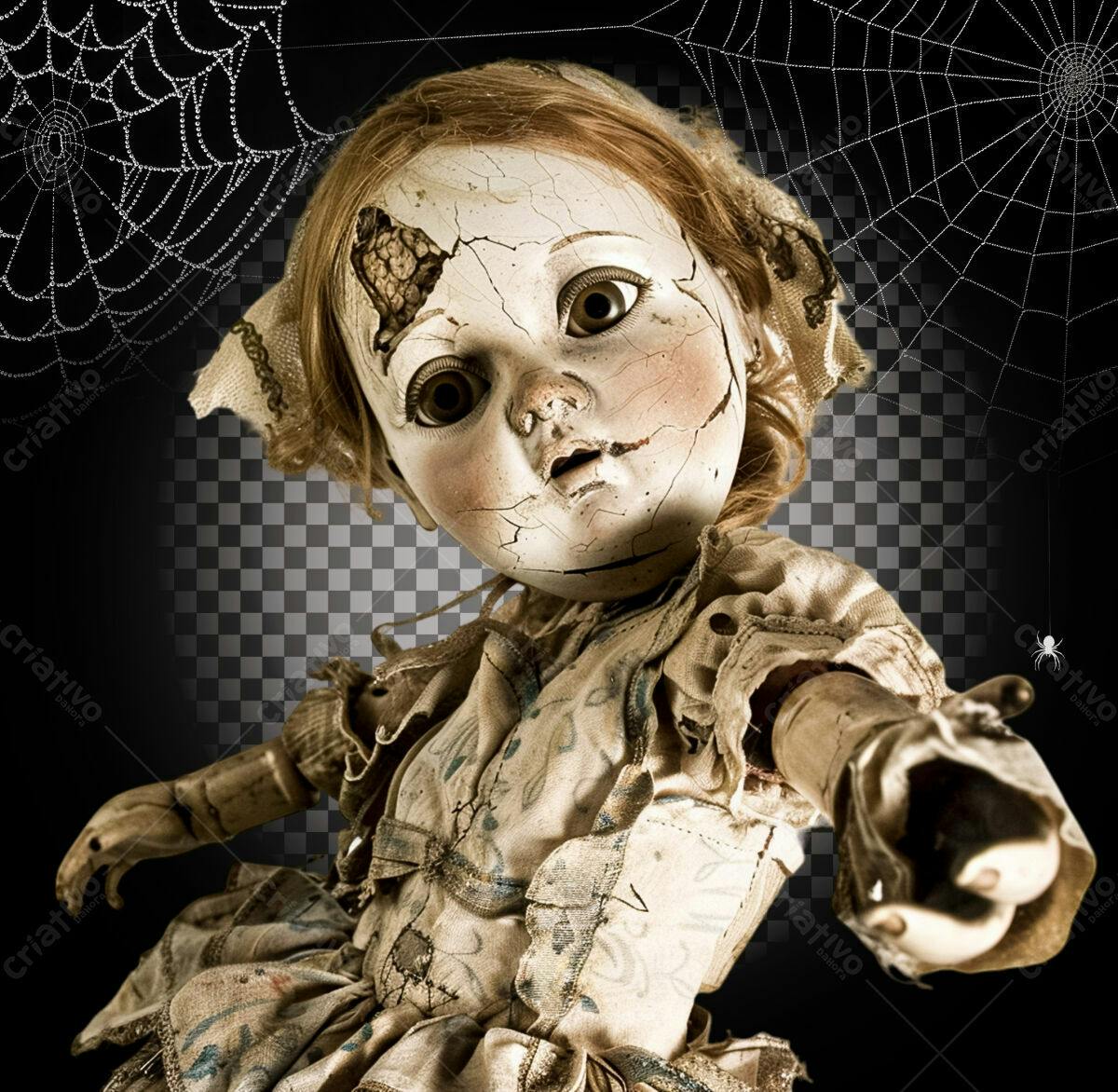 Imagem de Boneca Assustadora para Dia das Bruxas PSD Editável