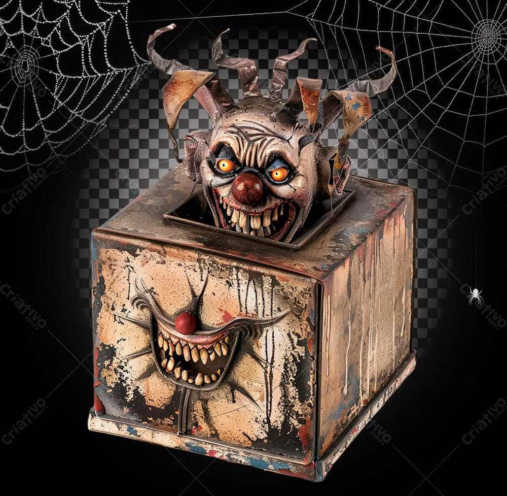 Caixa De Música Assombrada Para Halloween Isolado Sobre Um Fundo Transparente