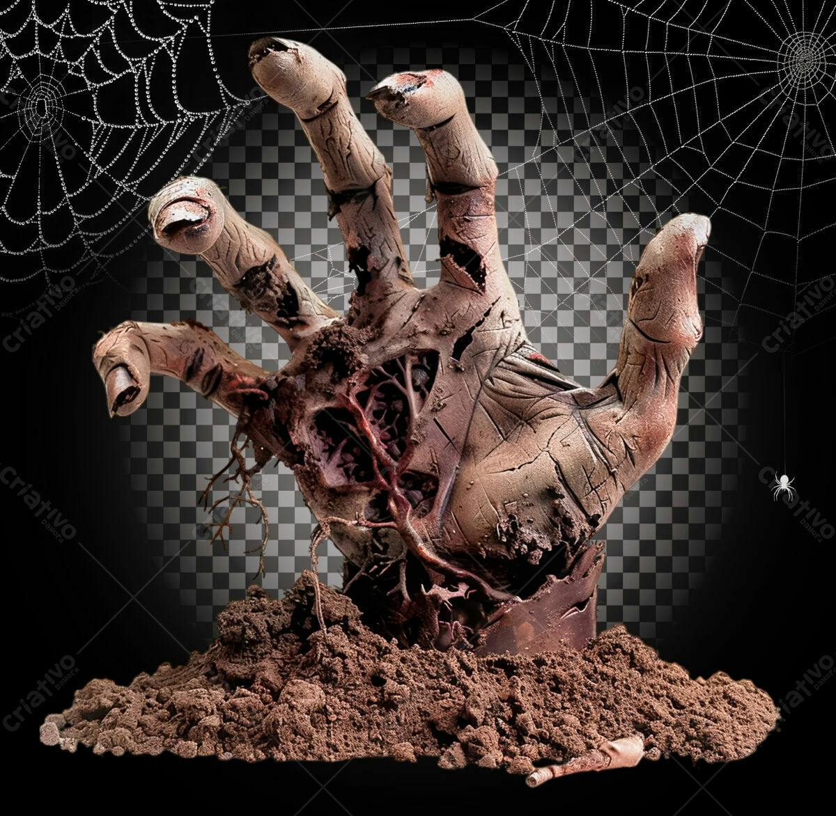 Mão de Zumbi para Convites de Halloween PSD Editável