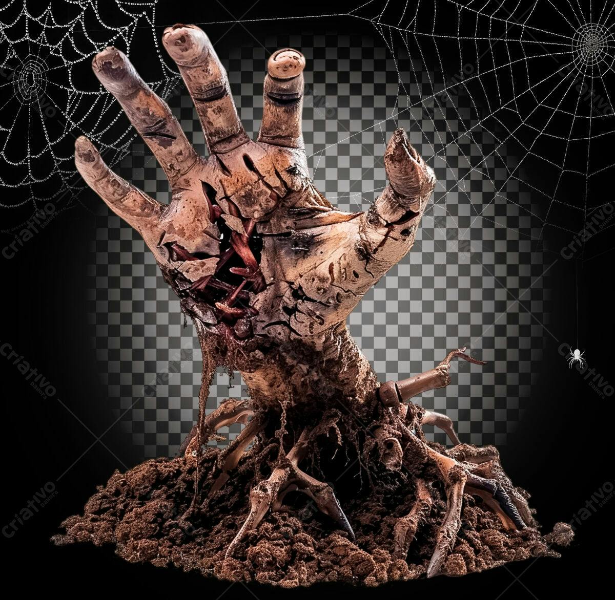 Imagem Halloween Mão de Zumbi PSD Editável