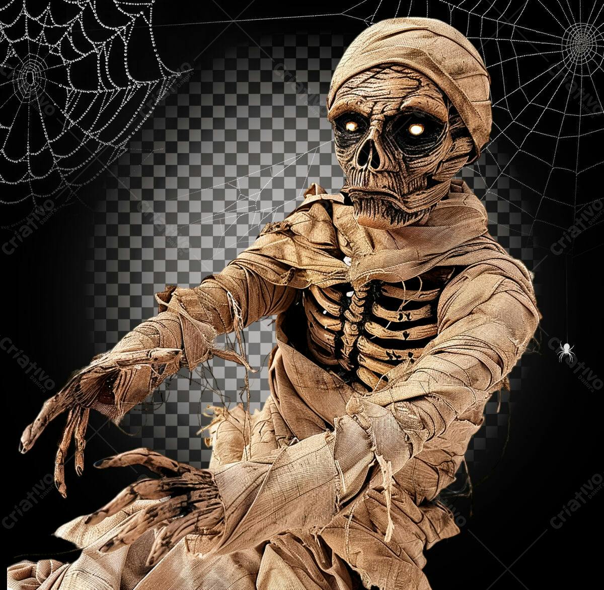 PSD Múmia para Festa de Halloween Editável
