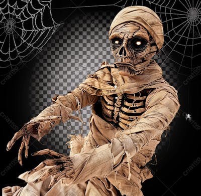 Múmia Assombrada Para Halloween Isolado Sobre Um Fundo Transparente