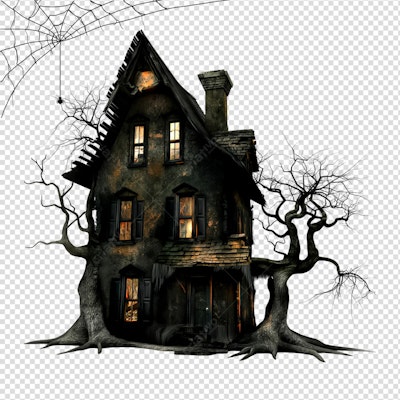 Casa Mal-Assombrada para Festa de Halloween PSD Editável