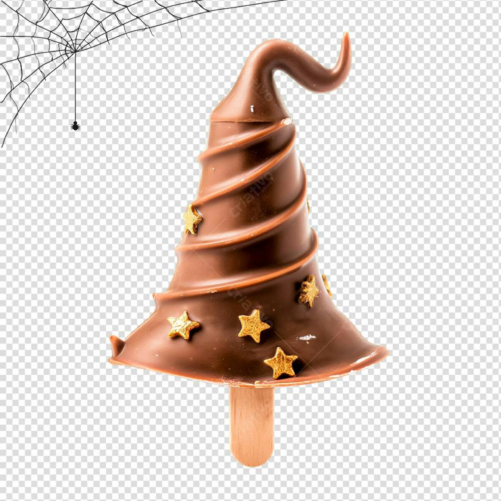 Doce De Chocolate Formato Chapéu De Bruxa Para Halloween Isolado Em Um Fundo Transparente