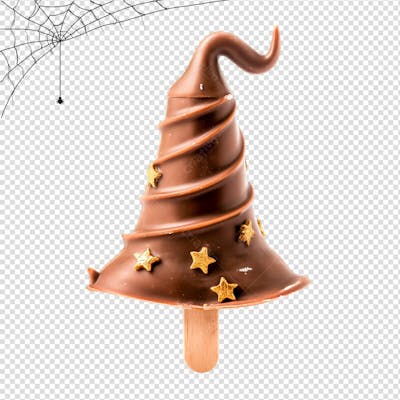 Doce De Chocolate Formato Chapéu De Bruxa Para Halloween Isolado Em Um Fundo Transparente