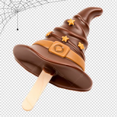 Doce De Chocolate Formato Chapéu De Bruxa Para Halloween Isolado Em Um Fundo Transparente