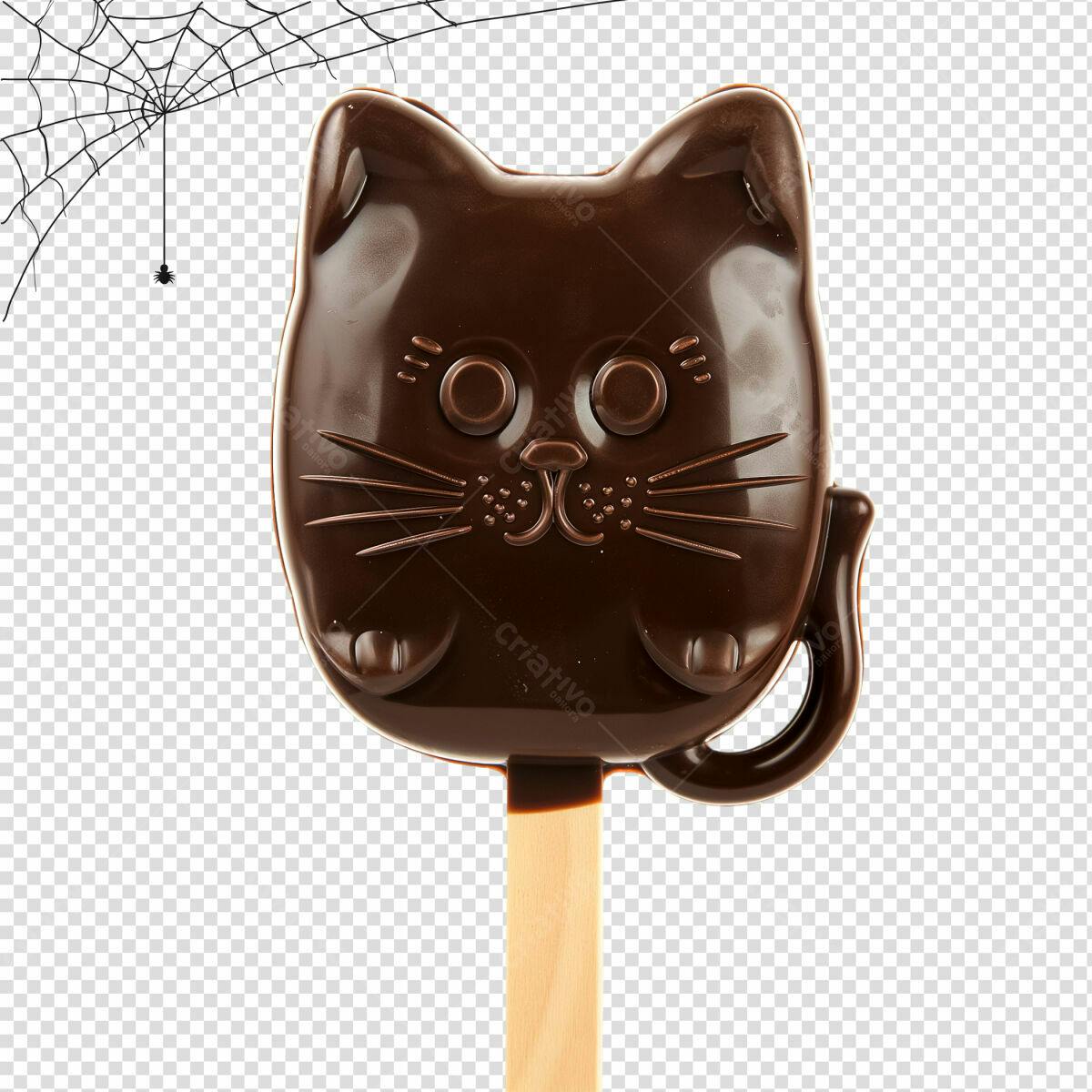 Ilustração Gatinho de Chocolate para o Dia das Bruxas PSD Editável