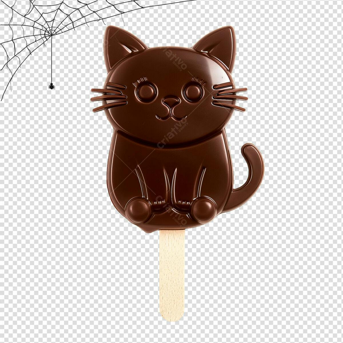 Picolé Gato Halloween PSD Editável