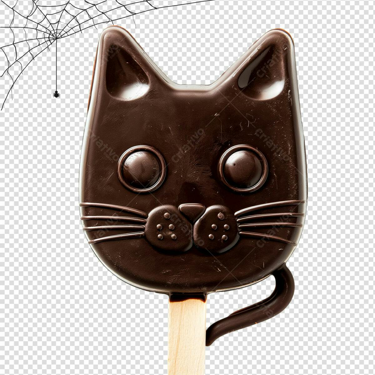 Picolé Gato Preto Halloween PSD Editável