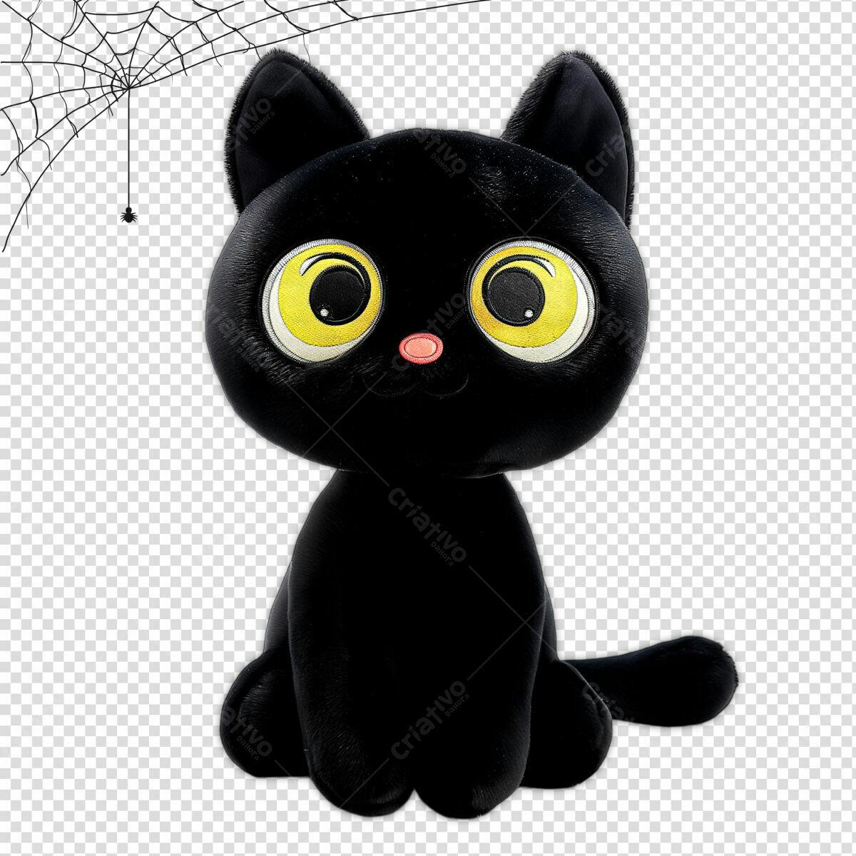 Imagem Gato Preto para Dia das Bruxas PSD Editável