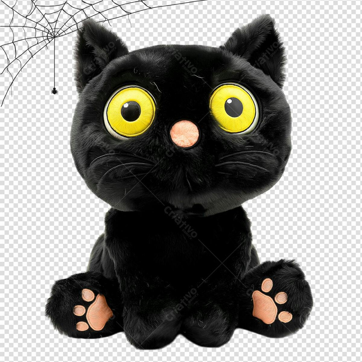 Imagem Gatinho Preto Halloween PSD Editável