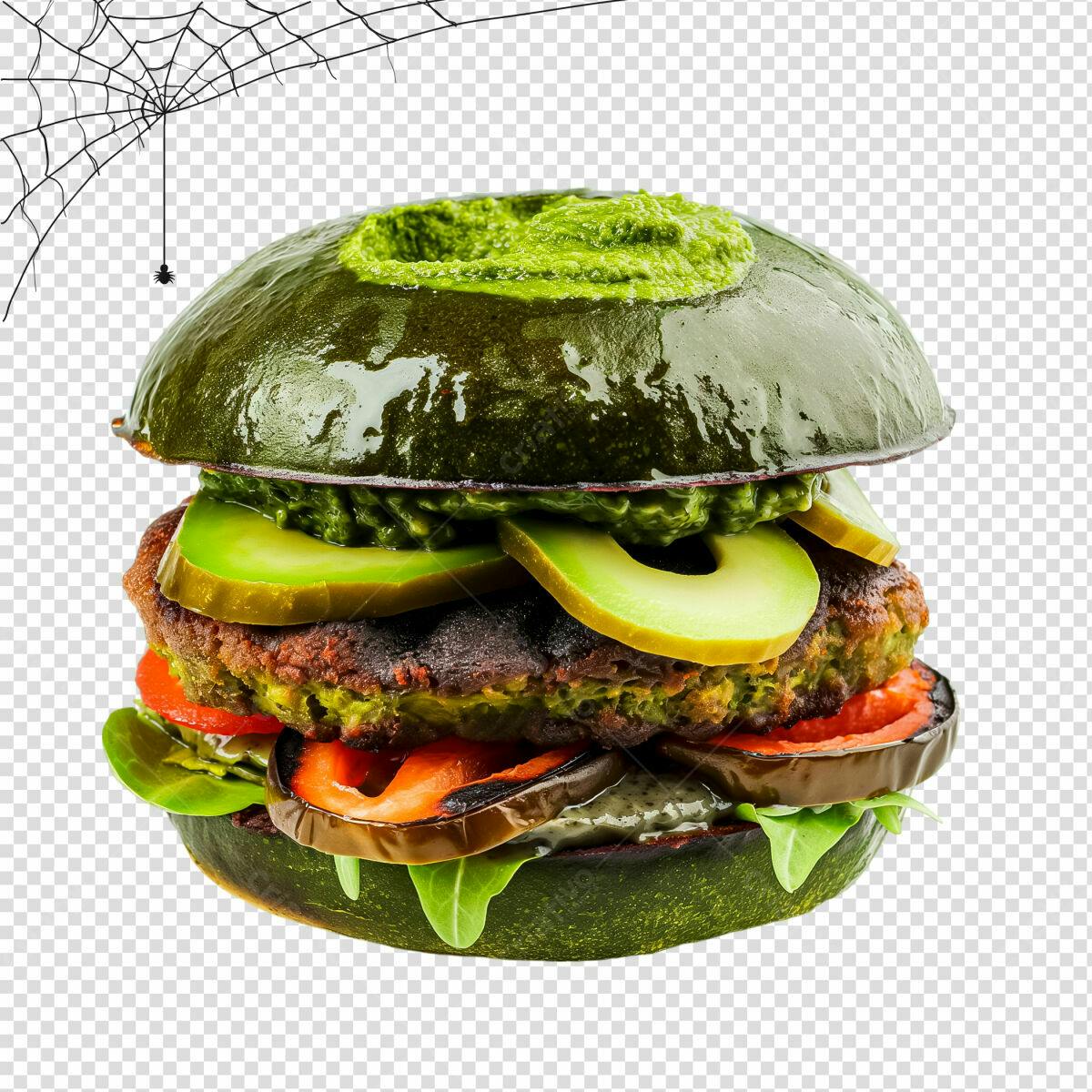 Hambúrguer Halloween Verde PSD Editável