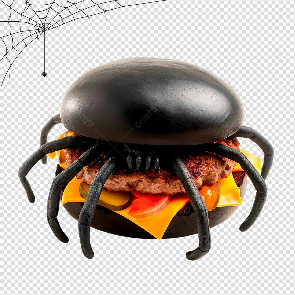 Hambúrguer Aranha Halloween PSD Editável