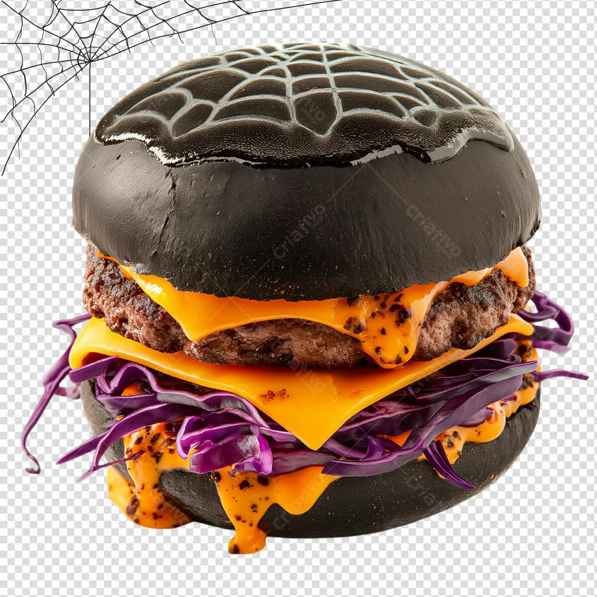Psd Hambúrguer Preto Halloween PSD Editável