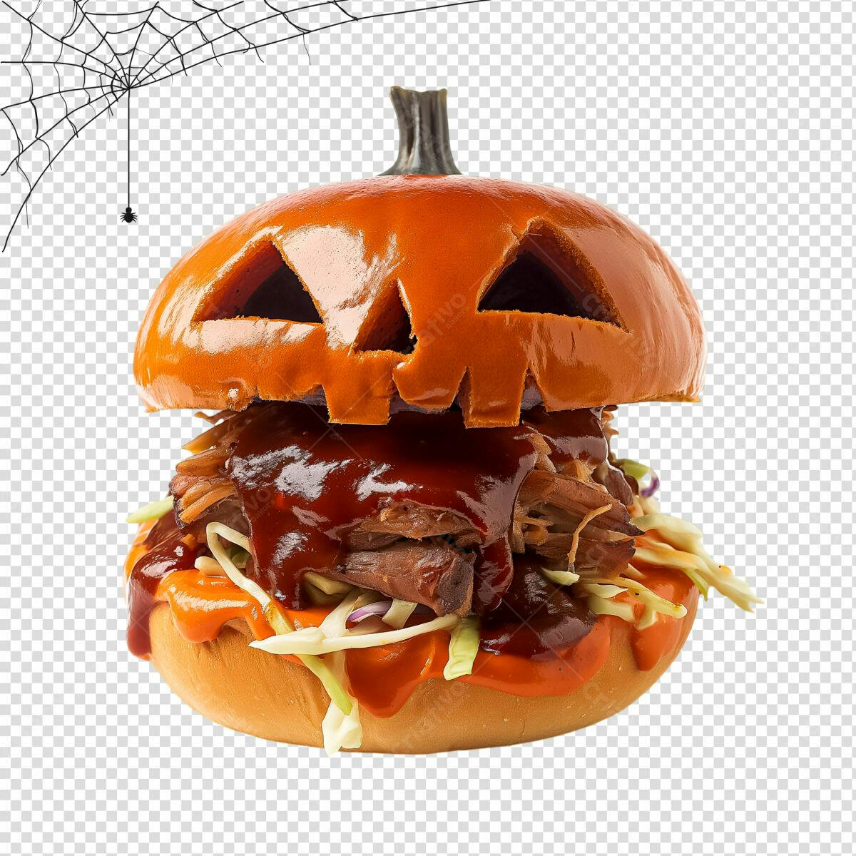 Burger de Abóbora Halloween PSD Editável