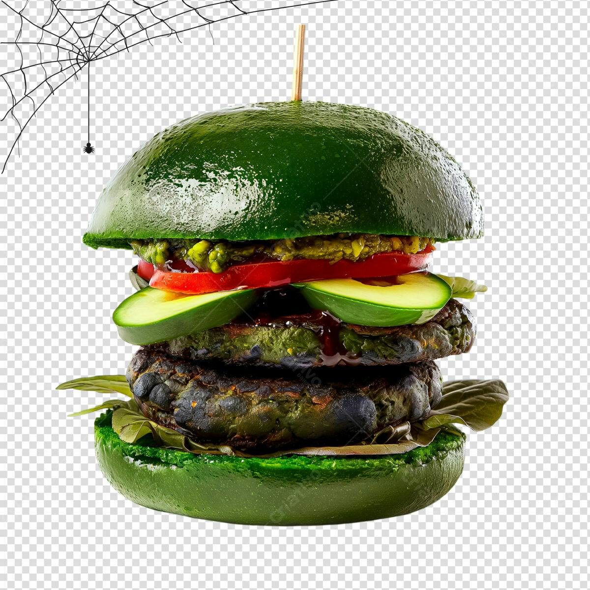 Hambúrguer Halloween Verde PSD Editável